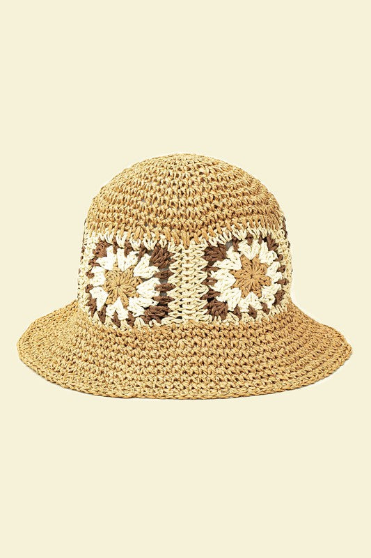 Packable crochet granny square bucket hat