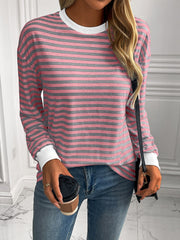 Ivy Lane Striped Round Neck Long Sleeve Sweatshirt