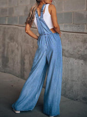 Wide Leg Denim Overalls