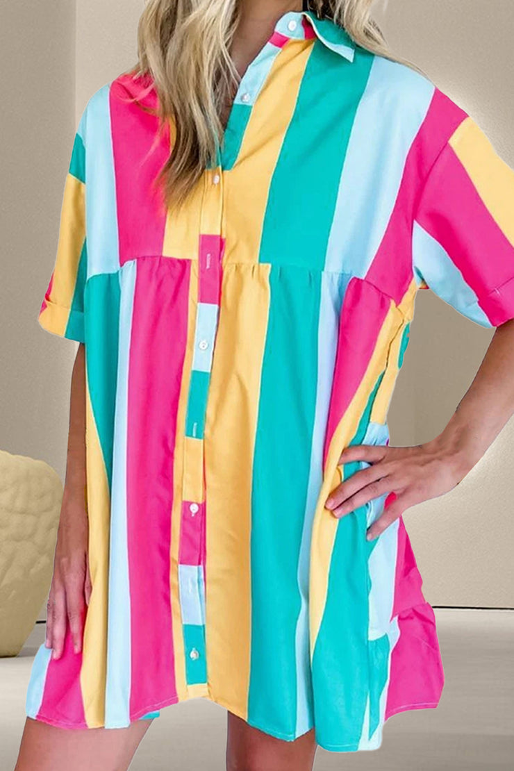 Color Block Half Sleeve Mini Dress